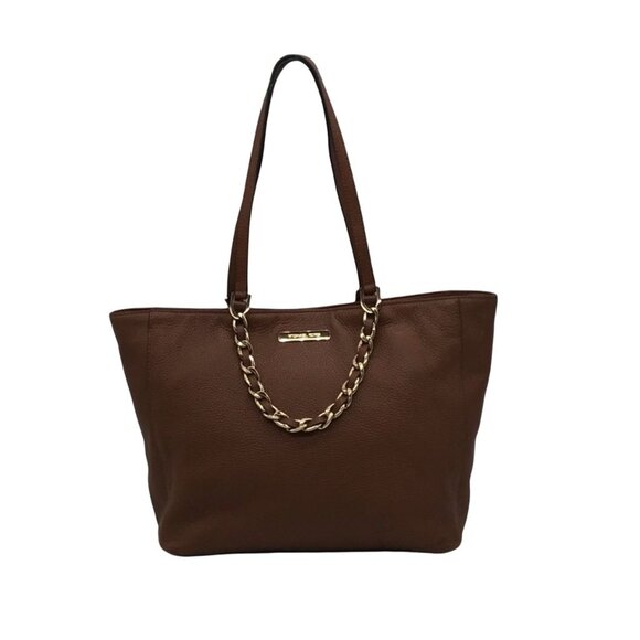 Michael Kors Harper Chain Brown Leather Tote - Picture 1 of 13